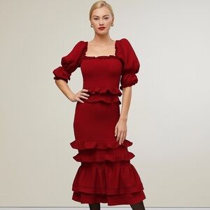 Rachel Parcell Jacquard Smocked Midi Dress Size large